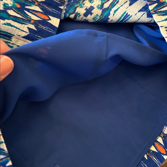 Plenty by Tracy Reese Blue and White Dress with Orange Blue fixed sash detail - Picture 16 of 16